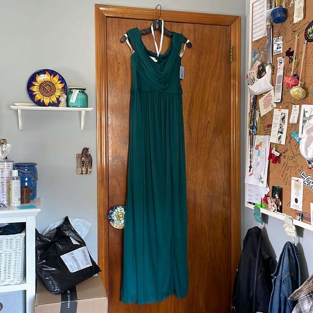 David’s Bridal Gem Off Shoulder bridesmaid dress